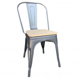 工業風 木板鐵皮餐椅